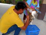 เจ้าหน้าที่องค์การบริหารส่วนตำบลบางด้วน ลงพื้นที่ฉีดวัคซีนใ